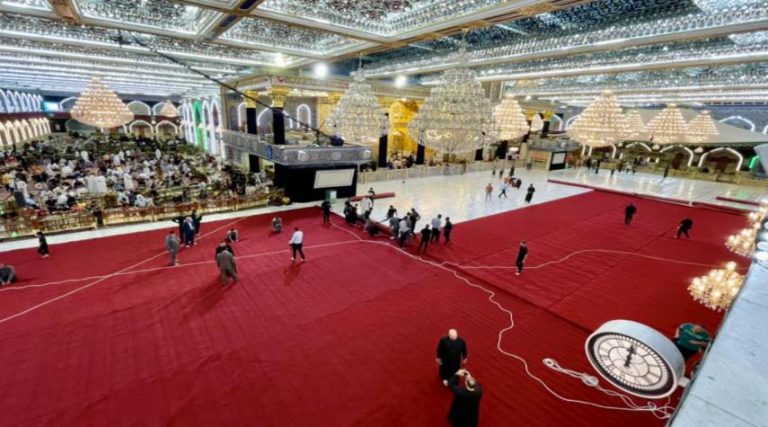 إكساء صحن أبي الفضل العبّاس (ع) بأكثر من 5000 مترٍ مربّع من الكاربد