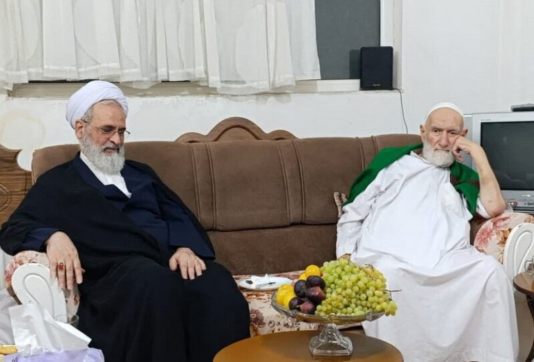 آية الله الأعرافي يزور آية الله الشاهرودي في منزله ويطمئن على صحته بعد إصابته النخاعية