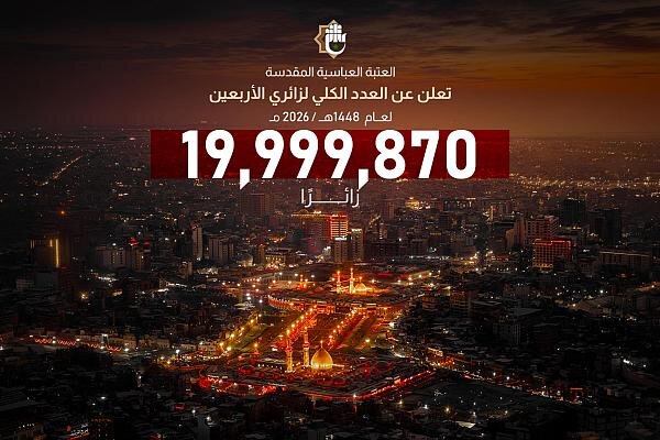 إعلان أعداد الزائرين المشاركين في إحياء زيارة الأربعين لعام 1448هـ
